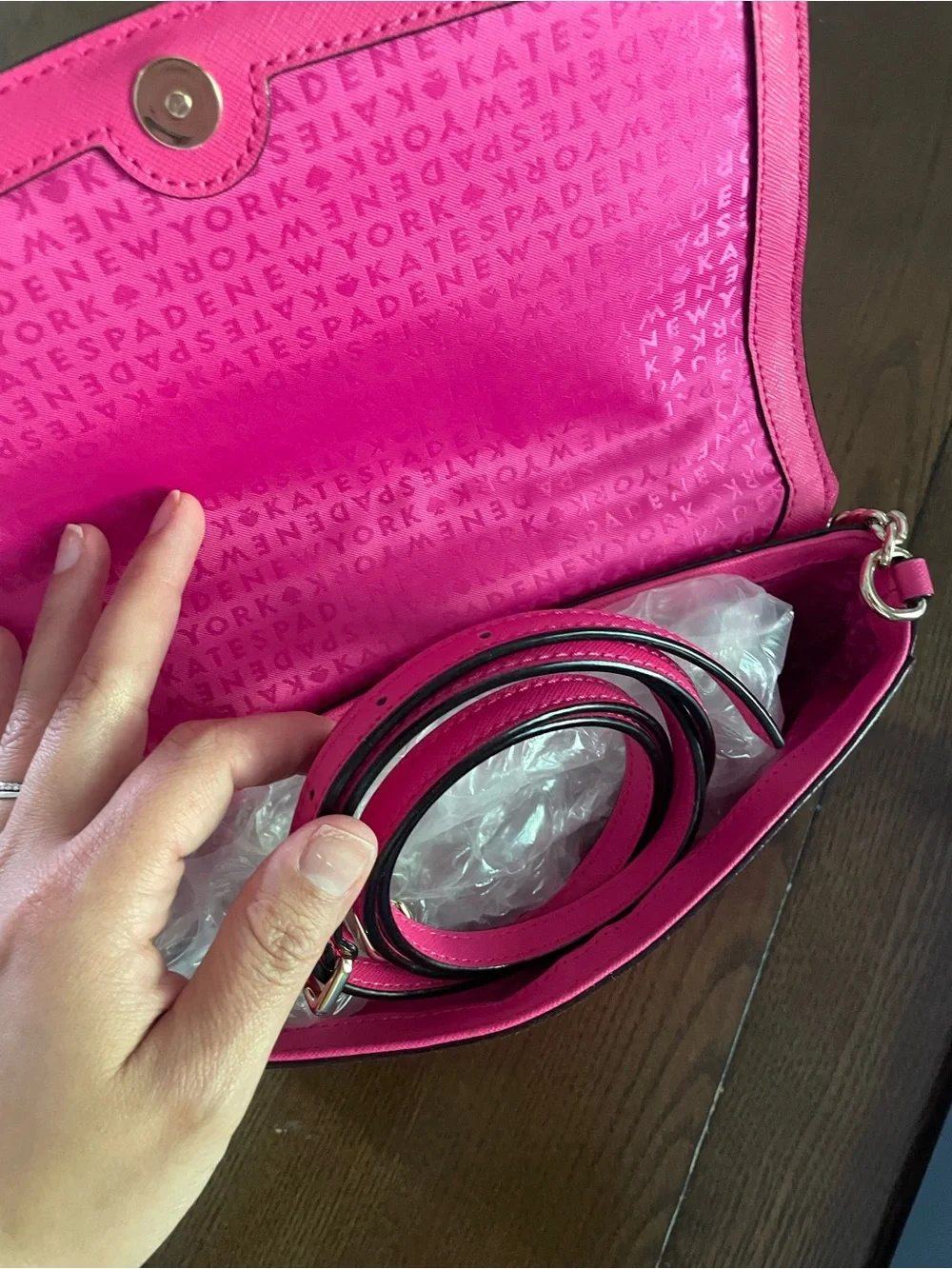kate spade Hot Pink Leather Chain Shoulder Bag